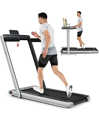 2.25 Hp 2-in-1 Folding Walking Pad Treadmill with Dual Display and App Control