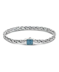 Swiss Blue Topaz Sterling Silver Paddy Oval 5mm Chain Bracelet Medium 7.5 In