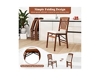 Folding Dining Chairs Set of 2 with Padded Seat and Rubber Wood Frame