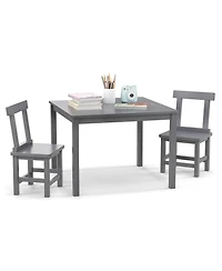 Wooden Kids Table and 2 Chairs Set with Anti-slip Foot Pads