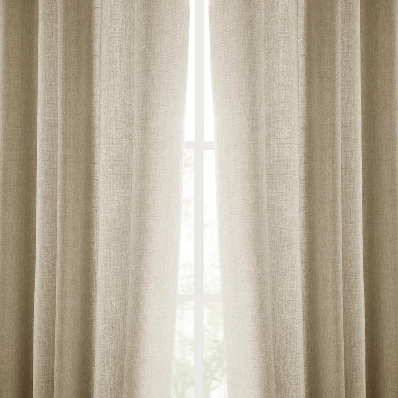 Half Price Drapes Sepia Tan Italian Faux Linen Room Darkening Curtain