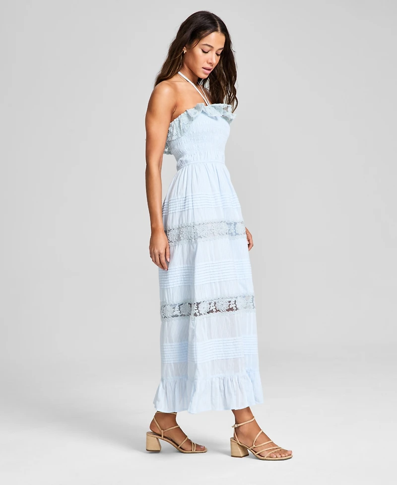And Now This Women's Cotton Lace-Detail Fit & Flare Maxi Dress, Exclusively at Macy's