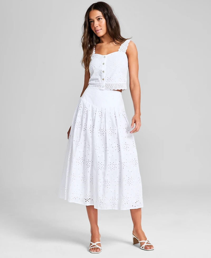 And Now This Women's Cotton Eyelet Midi Skirt, Exclusively at Macy's
