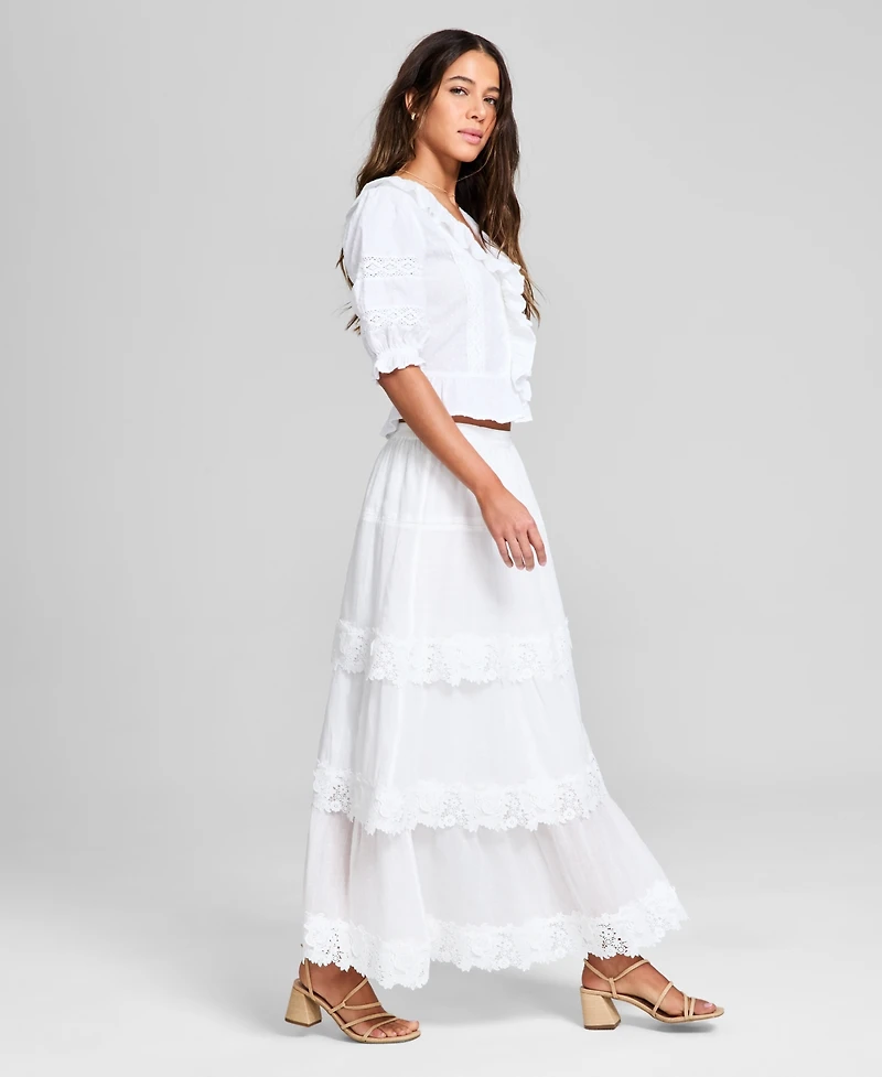 And Now This Women's Lace-Trim Tiered Maxi Skirt, Exclusively at Macy's