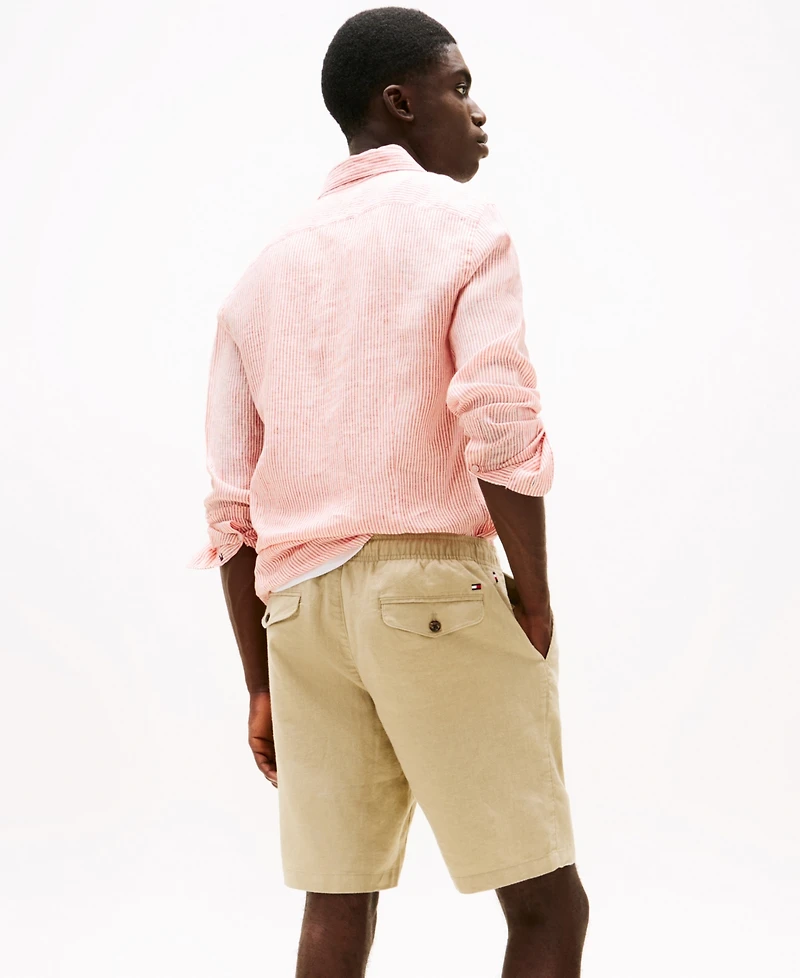 Tommy Hilfiger Men's Big & Tall Brooklyn 11.25" Linen Drawstring Shorts