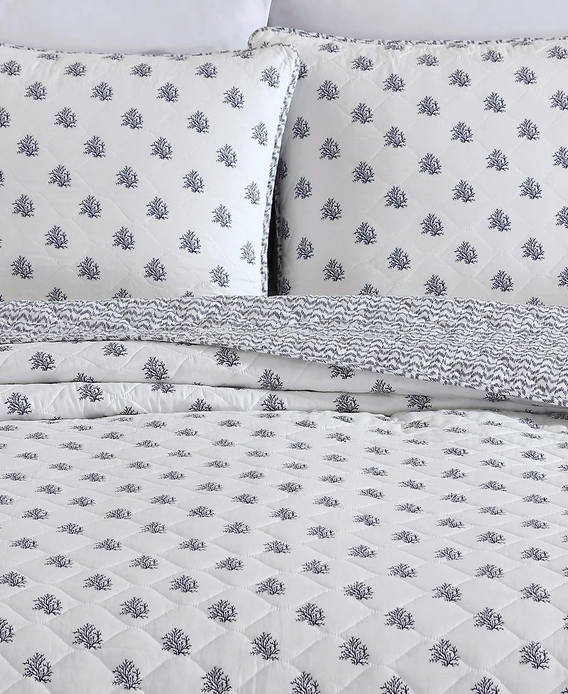 Nautica Coral Beach Reversible 3-Pc. Quilt Set