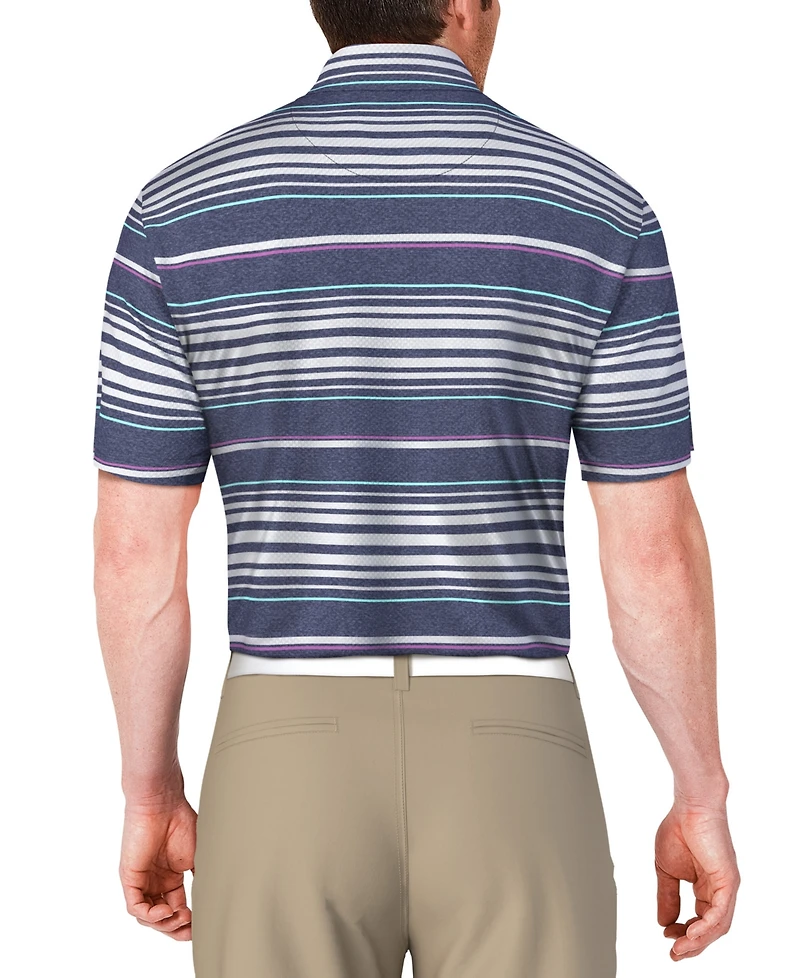Pga Tour Men's Short Sleeve Striped Polo Shirt