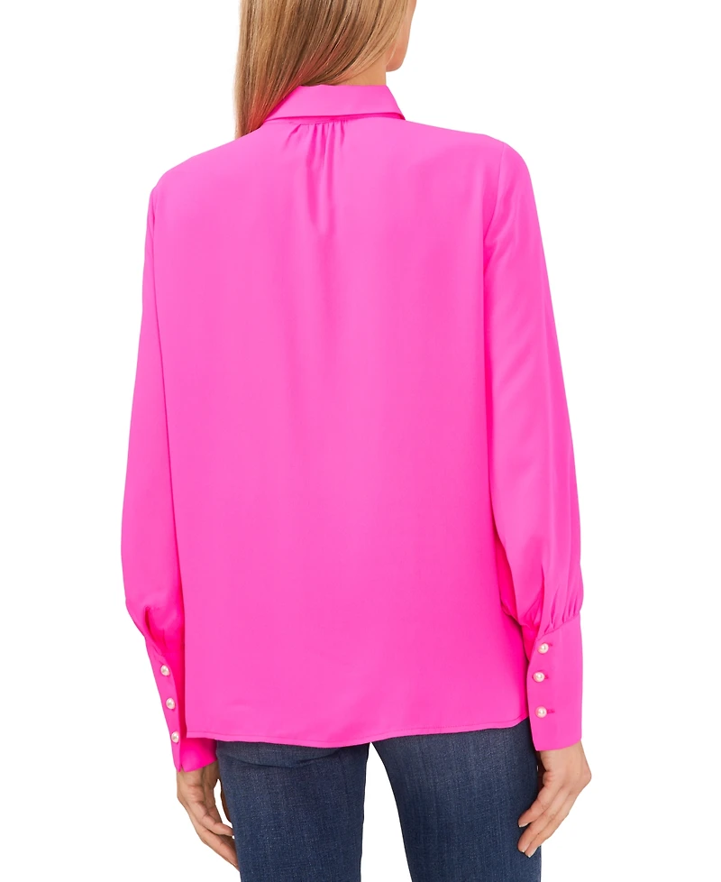 CeCe Women's Puff Sleeve Button-Up Shirt