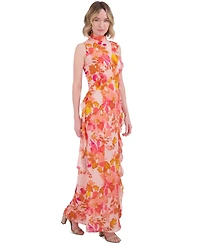 Eliza J Women's Printed Ruffle-Trims Chiffon Dress