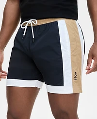 Boss by Hugo Men's Colorblocked Drawstring 5" Swim Shorts