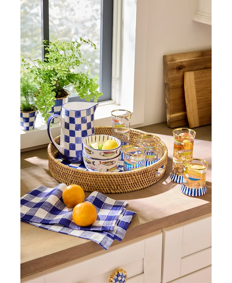MacKenzie-Childs Indigo Check Pitcher
