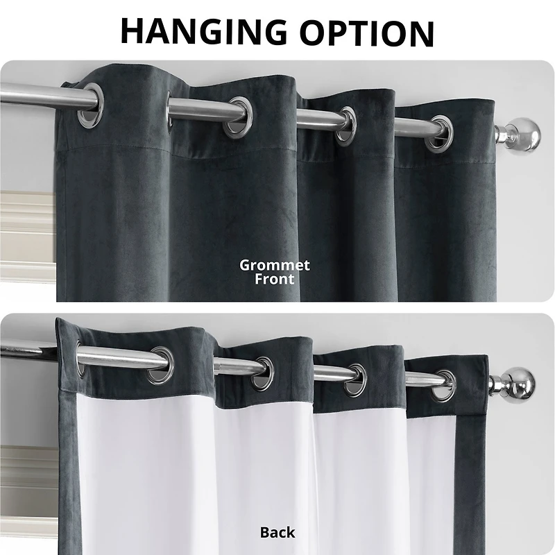 Half Price Drapes Distance Blue Grey Grommet Signature Velvet Blackout Curtain