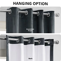 Half Price Drapes Distance Blue Grey Grommet Signature Velvet Blackout Curtain