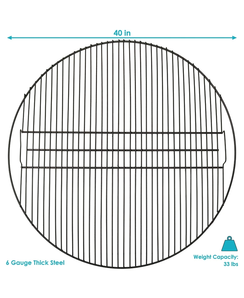 Outdoor Camping or Backyard Heavy-Duty Steel Round Fire Pit Cooking Rack Grill Grate - 40"