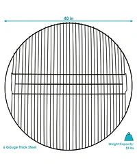 Outdoor Camping or Backyard Heavy-Duty Steel Round Fire Pit Cooking Rack Grill Grate - 40"