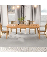 8-Person Outdoor Acacia Wood Dining Table with 1.96" Umbrella Hole Rectangular