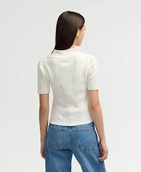 Nvlt Women s ¾ Sleeve Cardigan with Pointelle Detail