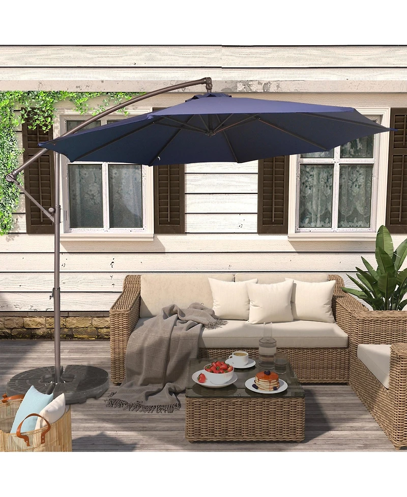 Mondawe 11ft Cantilever/Offset Hanging Patio Umbrella with Easy Tilt and Crank 360° Rotate