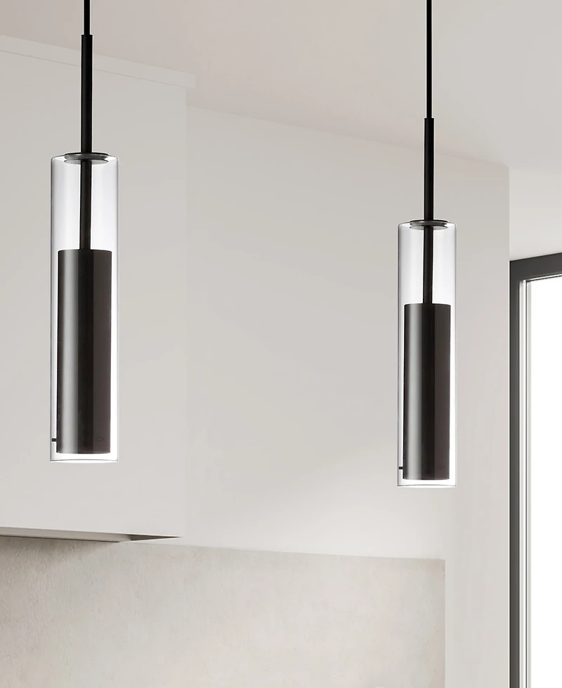 Dainolite 12" Metal Glass Luna 6W Led Pendant with Glass