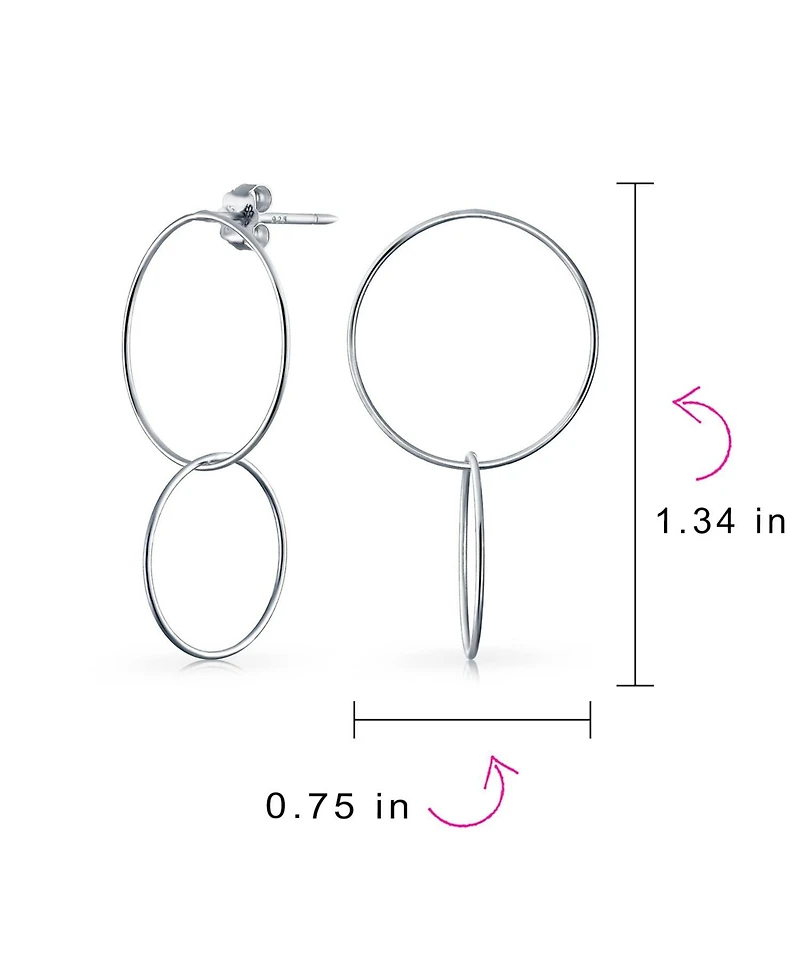 Bling Jewelry Modern Minimalist Geometric Hoop Huggie Earrings Sterling Silver 1.25 Inch