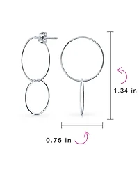 Bling Jewelry Modern Minimalist Geometric Hoop Huggie Earrings Sterling Silver 1.25 Inch