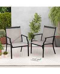 Gymax Set of 2 Patio Dining Chairs Outdoor Armchairs w/ Sturdy Metal Frame