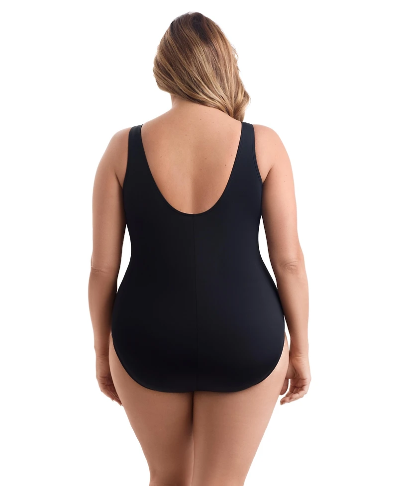 Longitude by Mimi Flamingo Women's Second Wave Belted Surplice One Piece Swimsuit