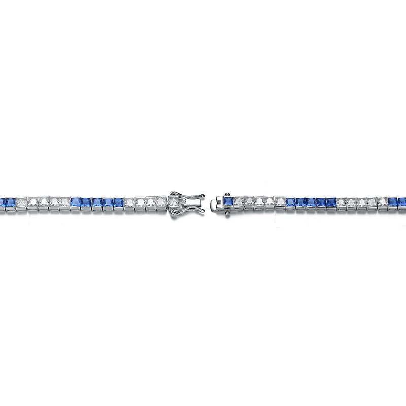White Gold Plated with Blue or Green Pear Shaped Cubic Zirconia Tennis Bracelet