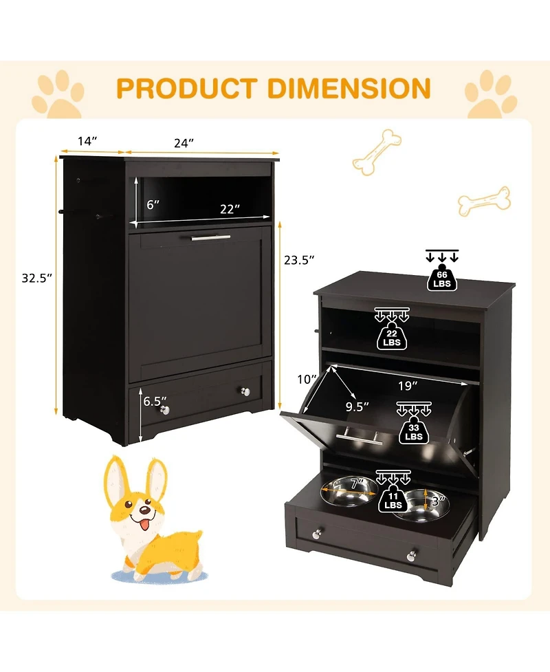 Pet Feeder Station with Stainless Steel Bowl