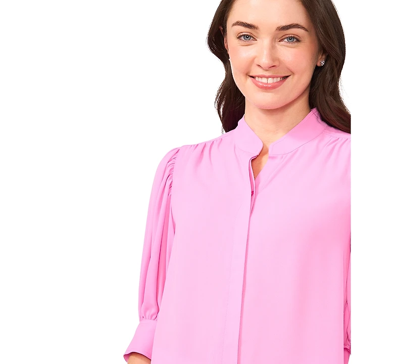 CeCe Women's 3/4-Sleeve Collared Button Down Top