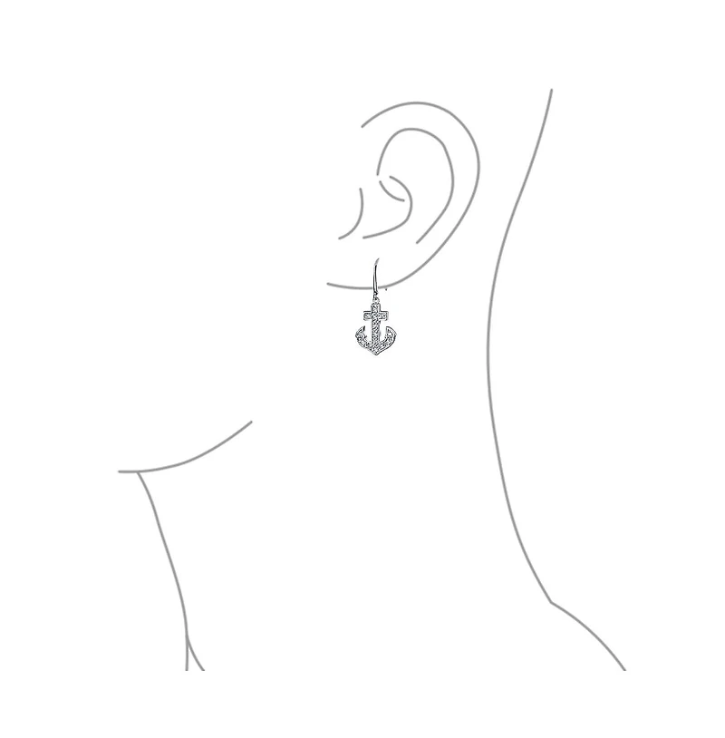 Bling Jewelry Summer Nautical Boat Anchor Dangle Chandelier Earrings Cz Accents Sterling Silver