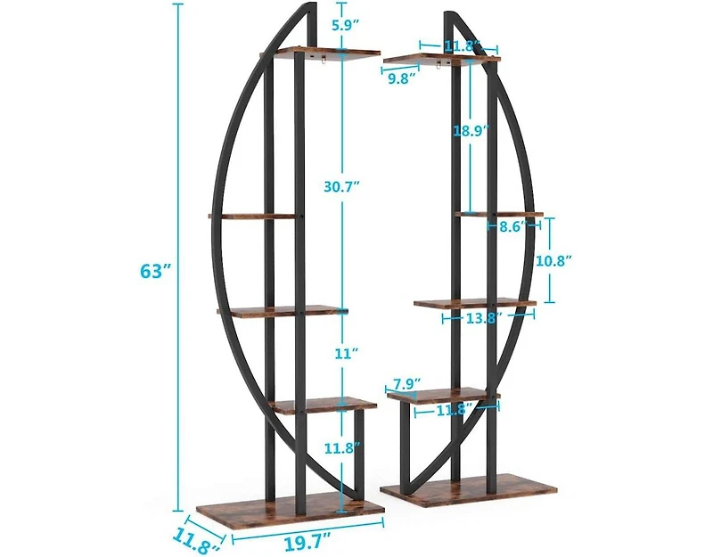 Tribesigns 5-Tier Plant Stand Pack of 2, Multi-Purpose Curved Display Shelf Bonsai Flower Plant Stand Rack for Indoor Garden, Balcony