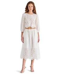 Steve Madden Women's Meera Cotton Crewneck Eyelet Top