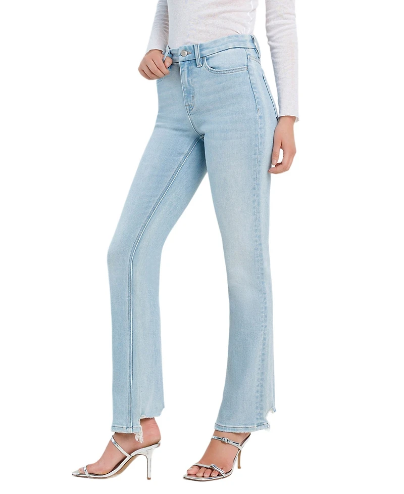 Flying Monkey Women's High Rise Distressed Hem Bootcut Jeans