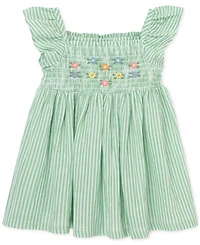 Little Me Baby Girls Cotton Embroidered Sundress & Diaper Cover, 2 Piece Set