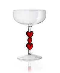 Qualia Glass Red Heart Stemmed Coupe Glasses, Set of 2