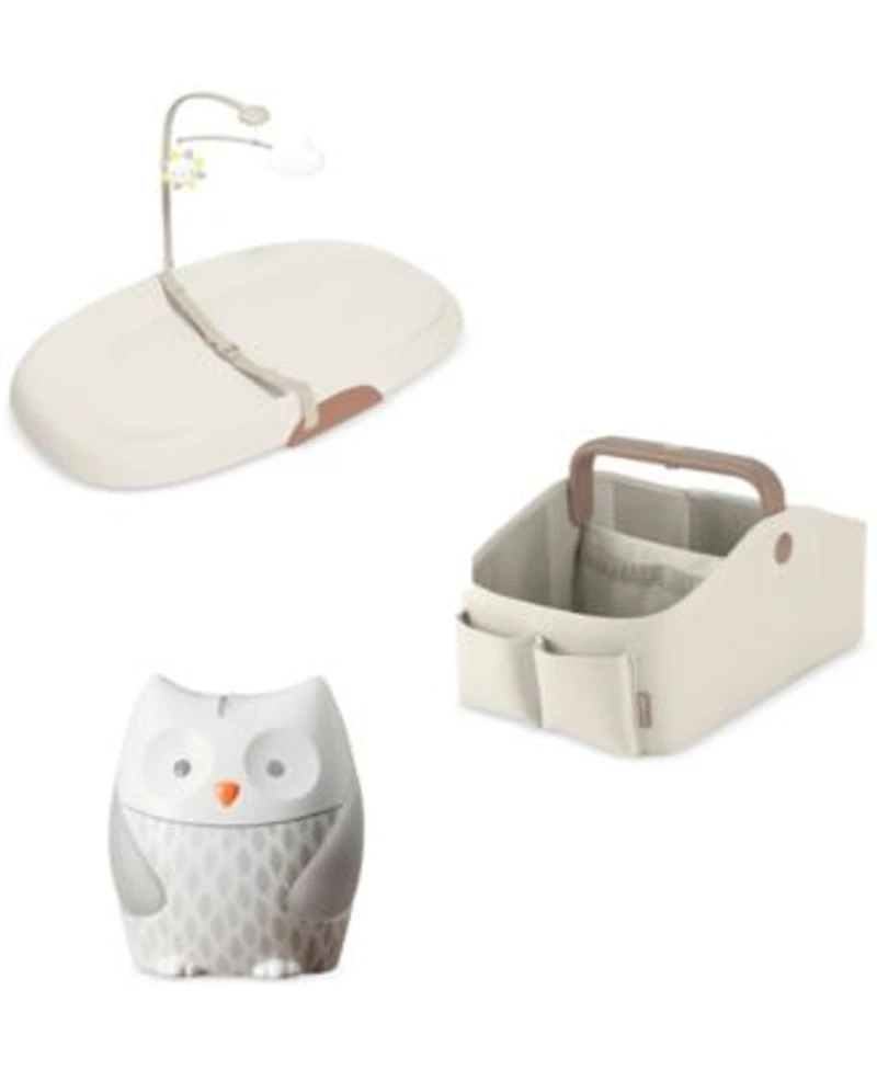 Skip Hop Moonlight Melodies Owl Nightlight Soother Nursery Style Light Up Diaper Caddy Nursery Style Wipe Clean Changing Pad