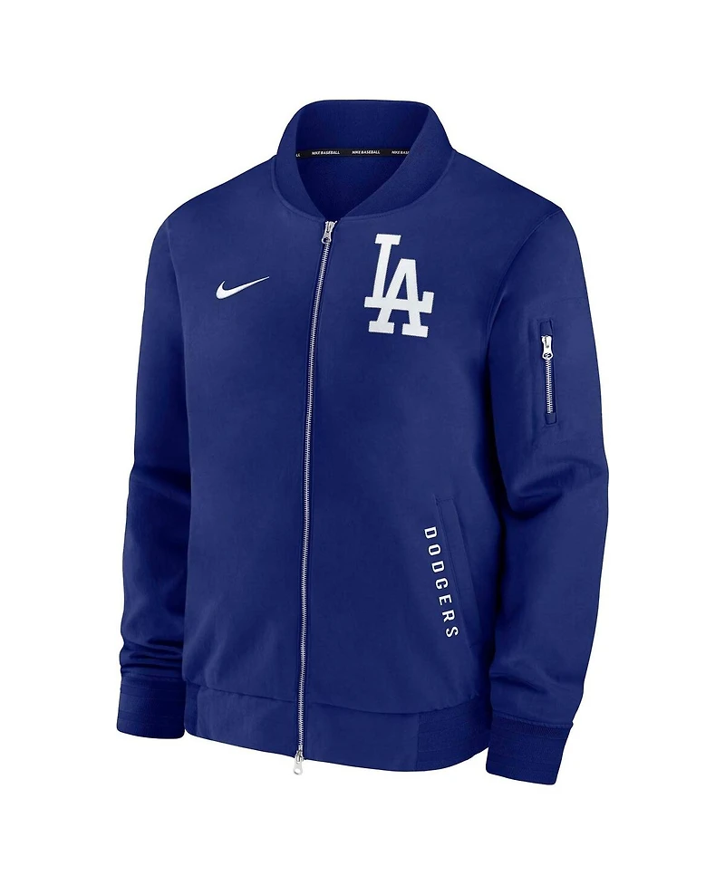 Nike Men's Royal Los Angeles Dodgers Authentic Collection Dugout Full-Zip Bomber Jacket