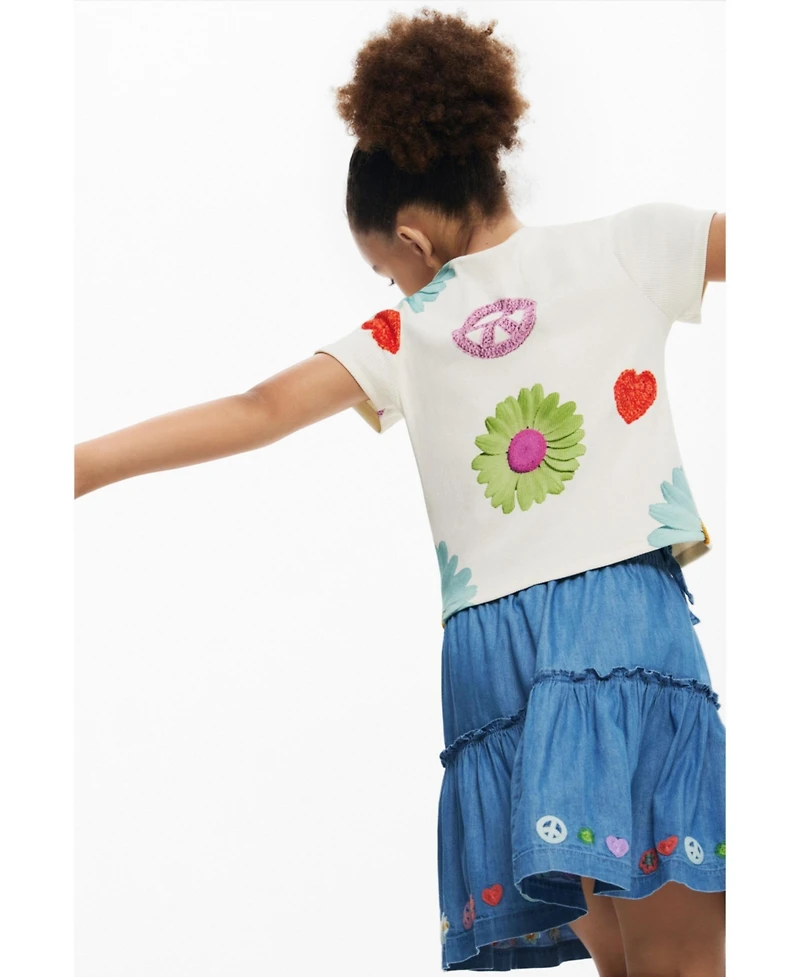 Desigual Girls Girls's Ribbed floral T-shirt