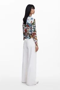 Desigual Women's Striped floral sweater
