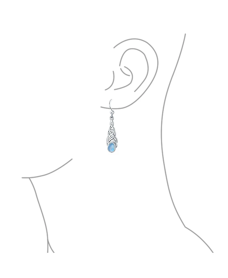 Bling Jewelry Blue Topaz Amethyst Moonstone Celtic Knot Dangle Earrings in Sterling Silver