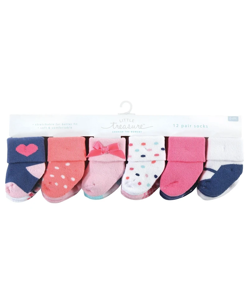 Little Treasure Baby Boys 24 Pairs of Comfort Knit Terry Socks