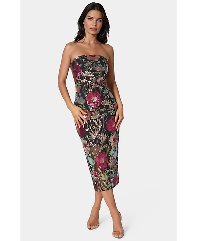 Bebe Women's Strapless Sequin Midi Dress