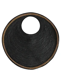 Solo Fig Large Black Jute Bag With Gold Chain