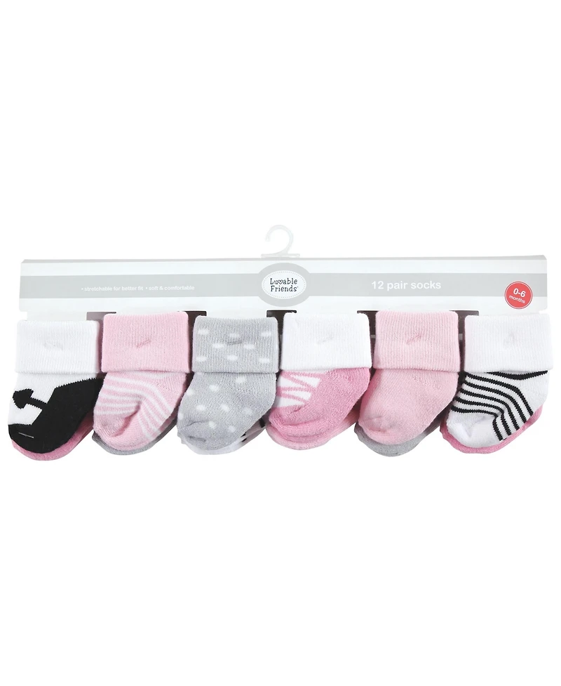 Luvable Friends Baby Boys Cotton Rich Terry Socks 24-Pack Bundle