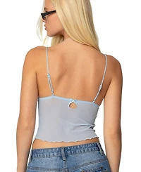 Edikted Womens Berkley Sheer Mesh Lacey Top