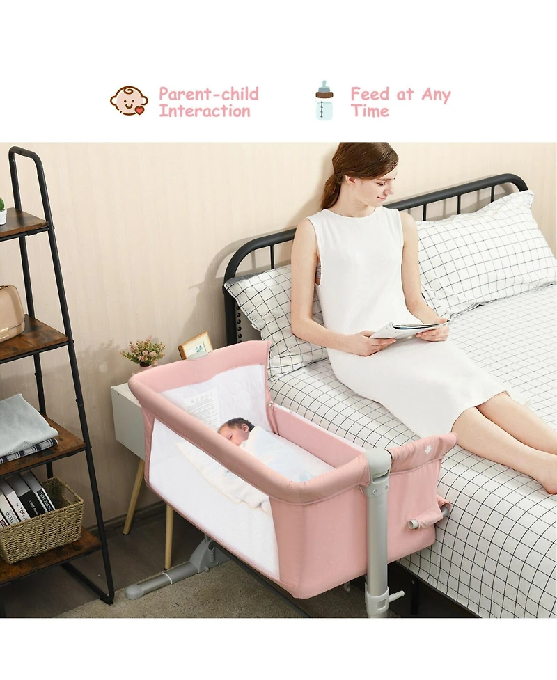 Gouun Kids Travel Portable Bed Side Sleeper Bassinet Crib with Carrying Bag