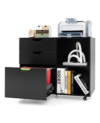 3-Drawer File Cabinet with Adjustable Shelf and Wheels for Letter