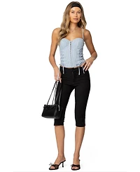 Edikted Womens Lois Lace Up Pinstripe Corset