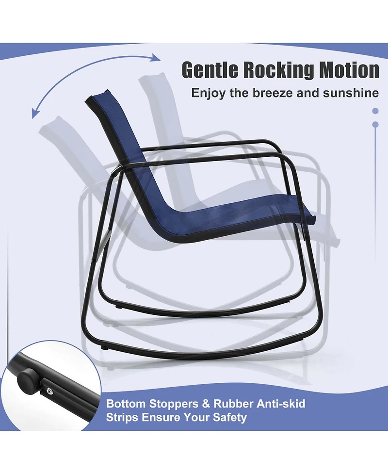 4 Pcs Patio Rocking Set Rocking Chairs & Loveseat with Glass-Top Table Outdoor